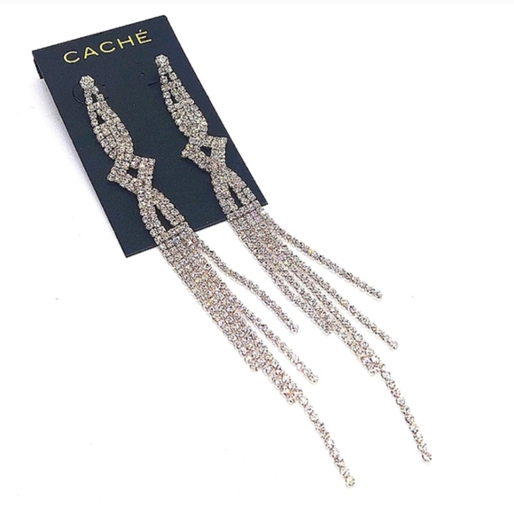 CACHE Crystal Tennis Bracelet and Dangle Chandelier Earrings Set in Silver - Picture 5 of 9